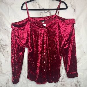 Red velour long sleeve